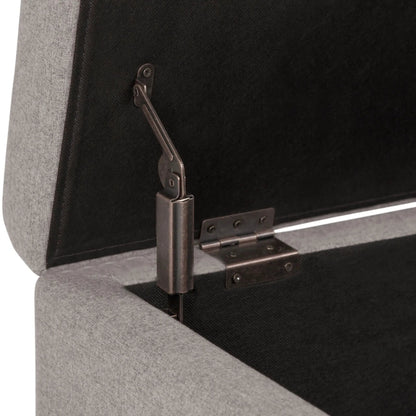 Hamilton Upholstered Storage Ottoman, gray fabric, metal hardware on Tampa Home & Garden Store