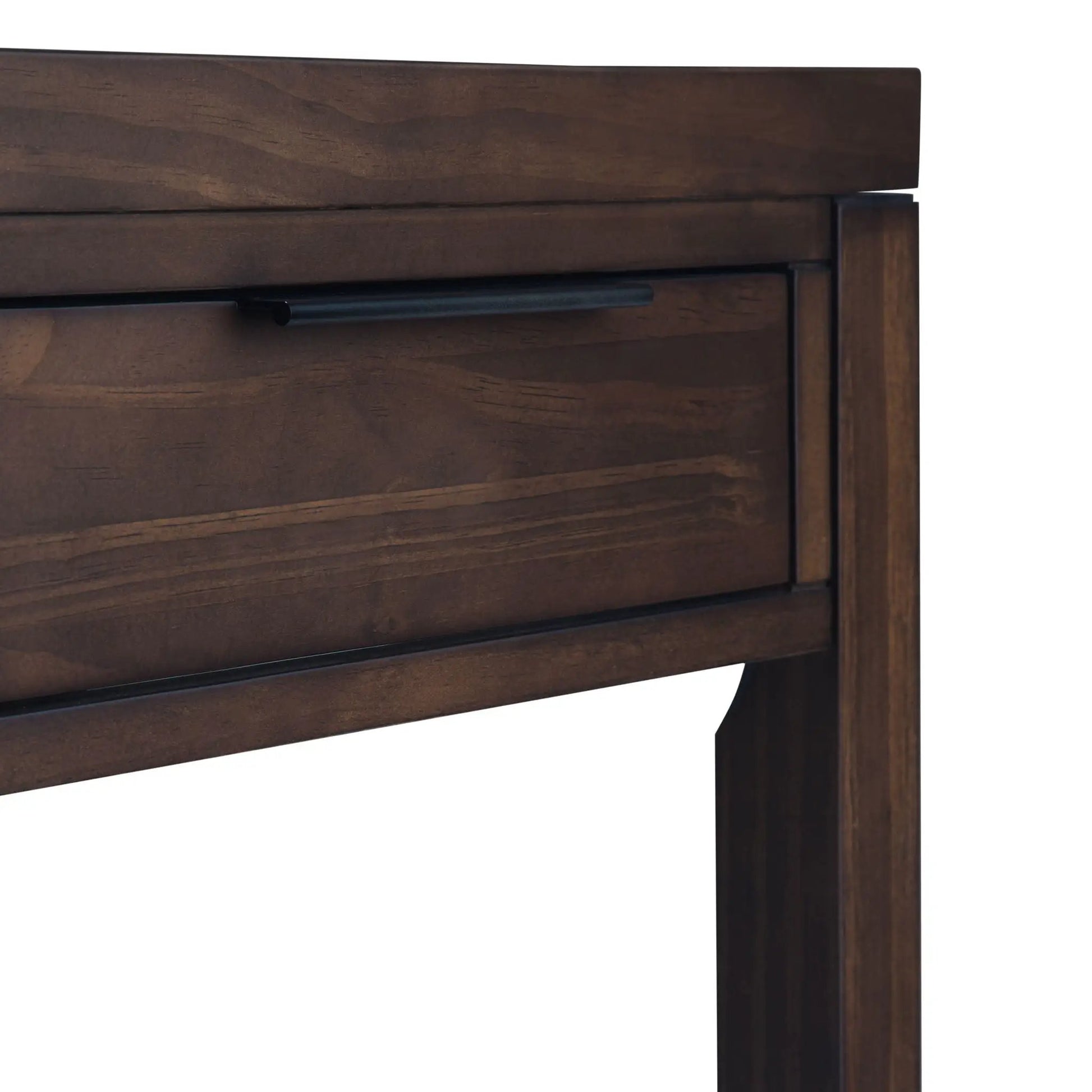 Hollander handcrafted desk in dark walnut with visible grain and slim black drawer pull on Tampa Home & Garden Store