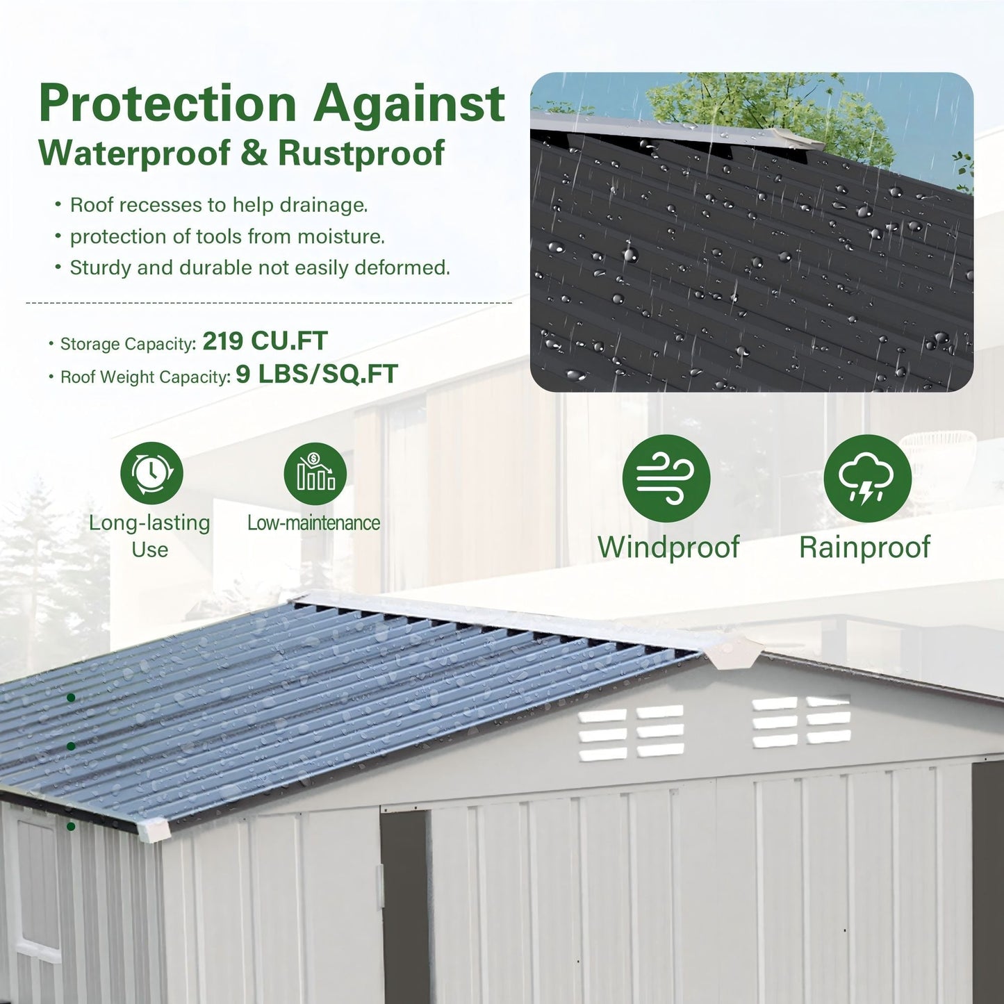 Metal Garden Storage Shed Pitched Roof And Door