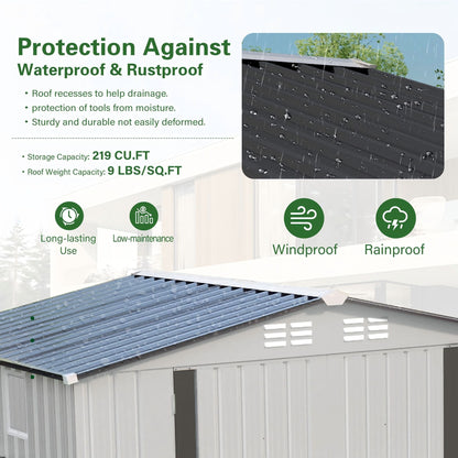Metal Garden Storage Shed Pitched Roof And Door