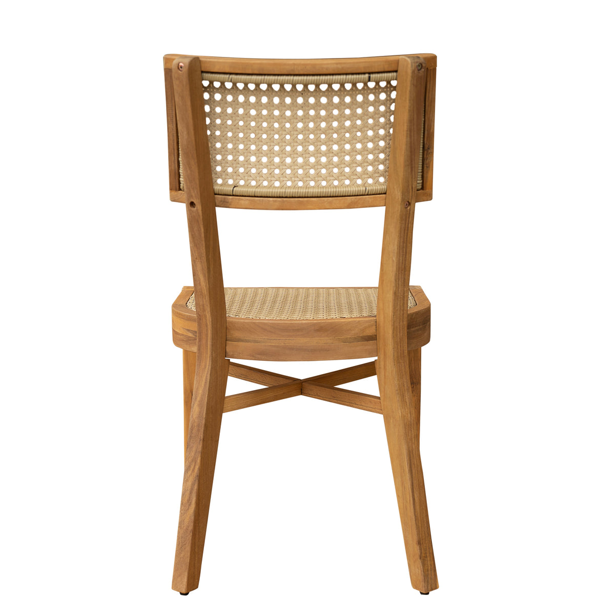 Netro acacia wood outdoor dining chair with light brown wicker back and seat HouseOfZazla on Tampa Home & Garden Store