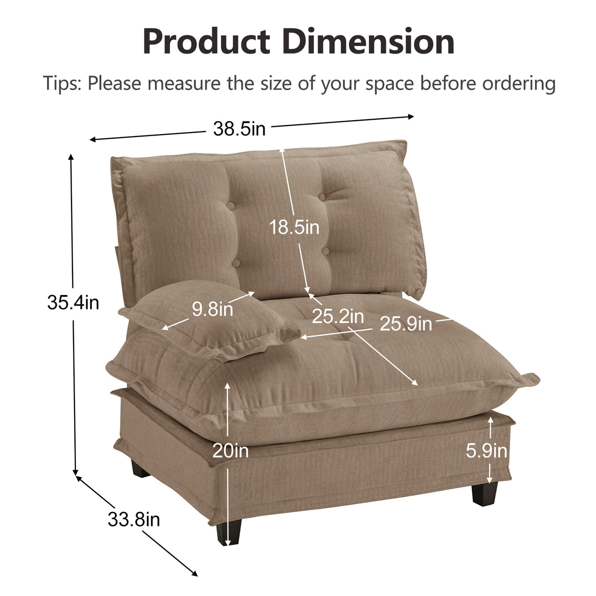 Cozy 73 Inch Chenille Sofa and Modular Design