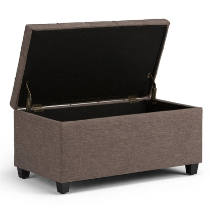 Sienna storage ottoman bench in taupe fabric with hinged lid by Unique Piece Furniture on Tampa Home & Garden Store