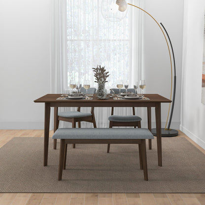 Carlos Upholstered Bench with gray high-density foam cushion around wood table by HouseOfZazla on Tampa Home & Garden Store
