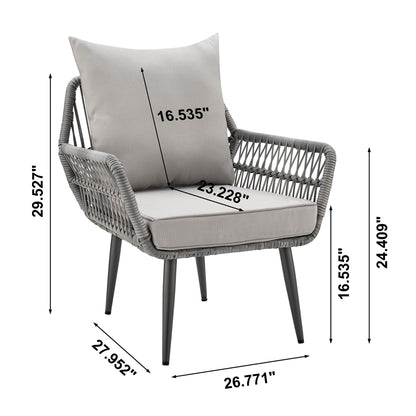 Modern Three Piece Outdoor Patio Conversation Set