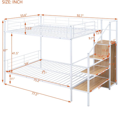 Bunk Bed With Lateral Storage Ladder and Wardrobe