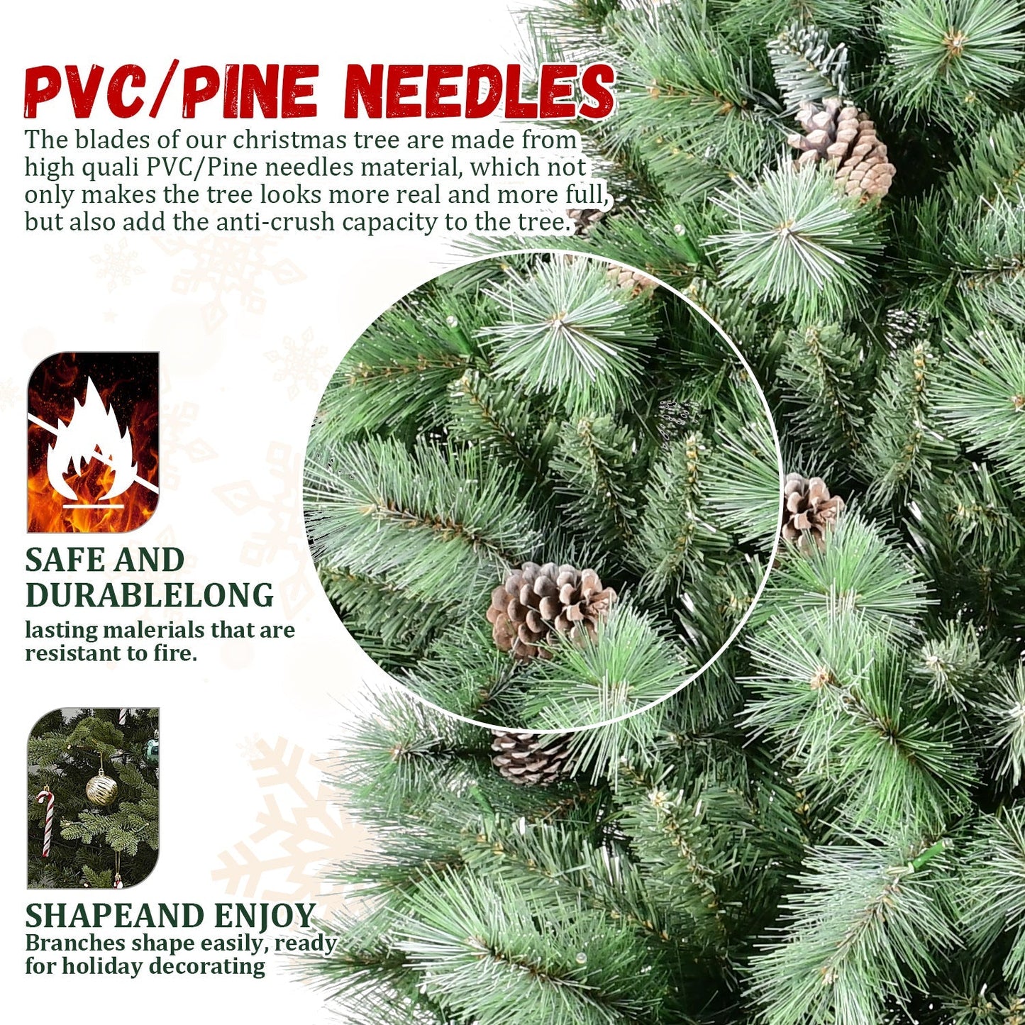 8 Ft The Full-Bodied Pre-Decorated Pinecone Christmas Tree by HouseOfZazla with PVC Pine Needles on Tampa Home & Garden Store