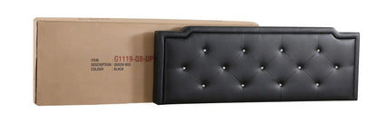 Button tufted queen bed in black faux leather with tufting by Unique Piece Furniture on Tampa Home & Garden Store