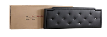 Button-tufted upholstered bed in black faux leather with diamond accents HouseOfZazla bed on Tampa Home & Garden Store