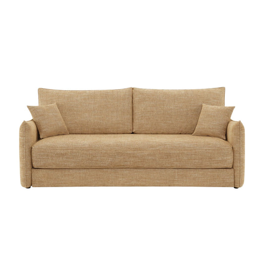 Cadie sofa with 2 mocha decorative pillows in textured fabric, stationary sofa by HouseOfZazla on Tampa Home & Garden Store