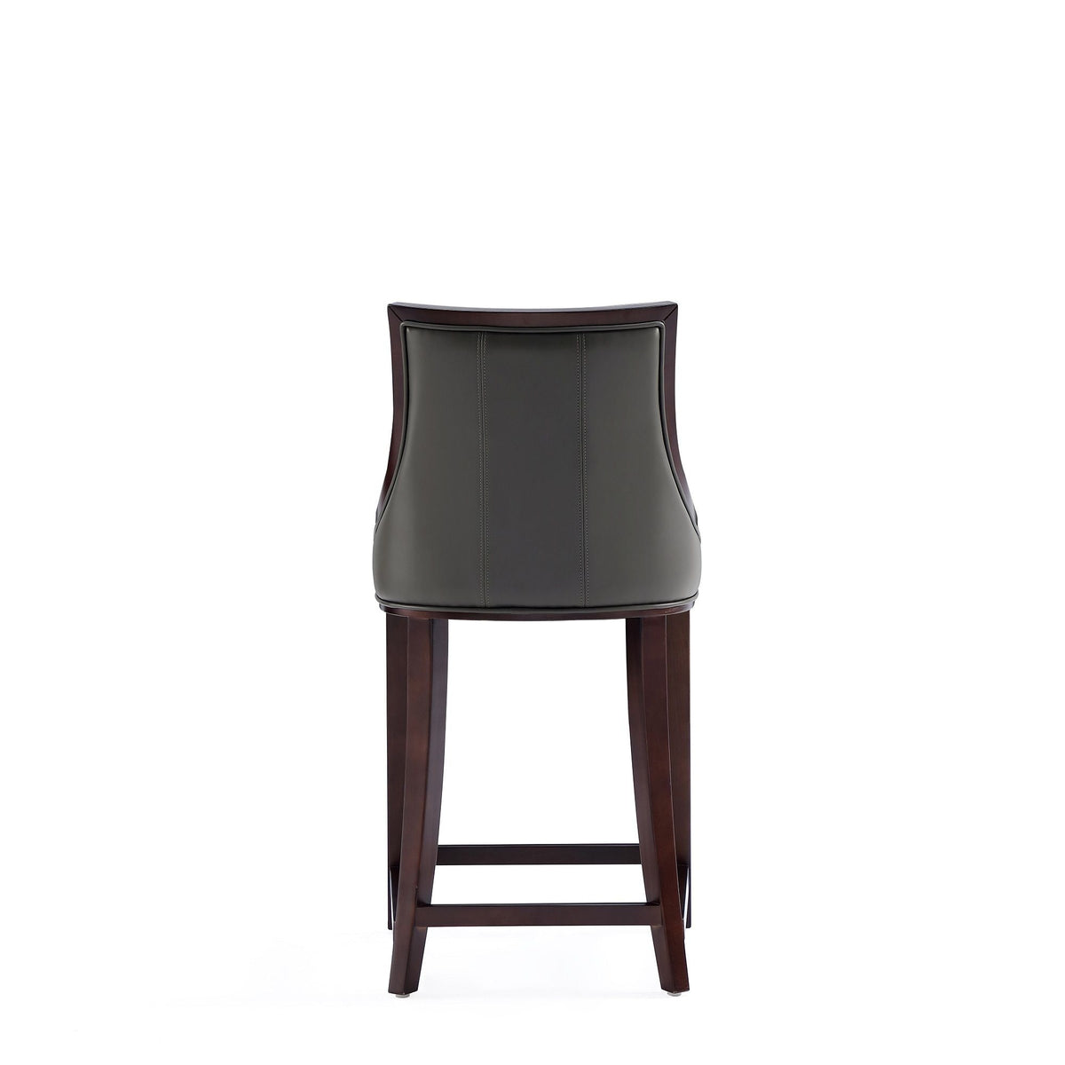 Bar height stool with solid wood frame in dark finish and black leatherette seat on Tampa Home & Garden Store