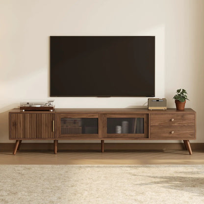 Doors TV Stand natural wood with storage cabinets for TVs up to 85 inches on Tampa Home & Garden Store