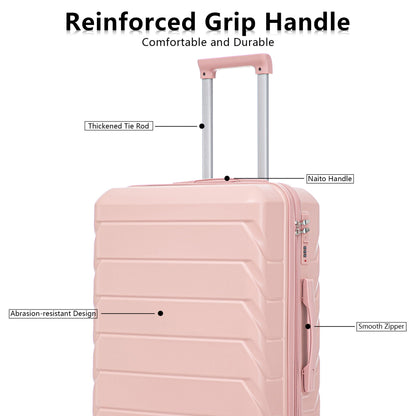 3-piece pink spinner luggage set (20/24/28) with retractable handle and combo lock on Tampa Home & Garden Store