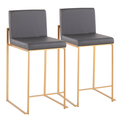 Counter stools with gray upholstered seats and backs, gold frame, 2-pack HouseOfZazla on Tampa Home & Garden Store