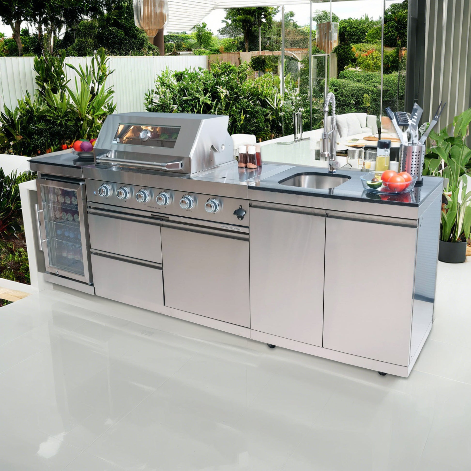 46-Inch Deluxe Stainless Steel Gas Outdoor Kitchen Grill by HouseOfZazla with built-in fridge on Tampa Home & Garden Store