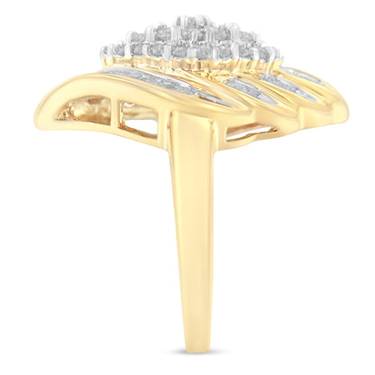 10K yellow gold diamond cocktail ring with cluster diamonds, 3/4 ct tw, I-J color I2-I3, size 8 on Tampa Home & Garden Store