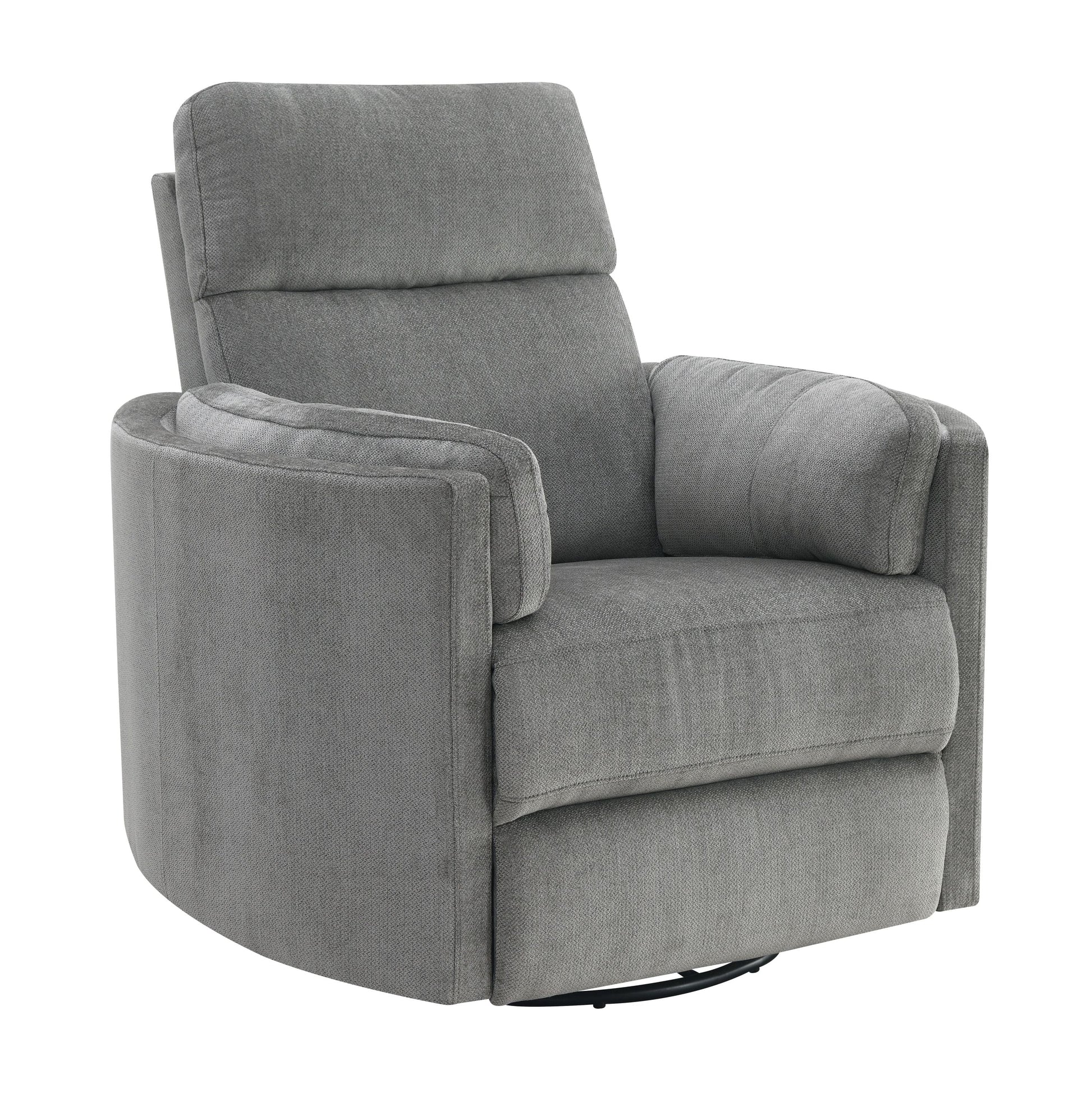Sagen Charcoal Chenille Glider Recliner with Swivel by HouseOfZazla, charcoal gray fabric on Tampa Home & Garden Store