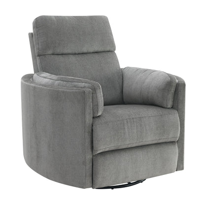 Sagen Charcoal Chenille Glider Recliner with Swivel by HouseOfZazla, charcoal gray fabric on Tampa Home & Garden Store