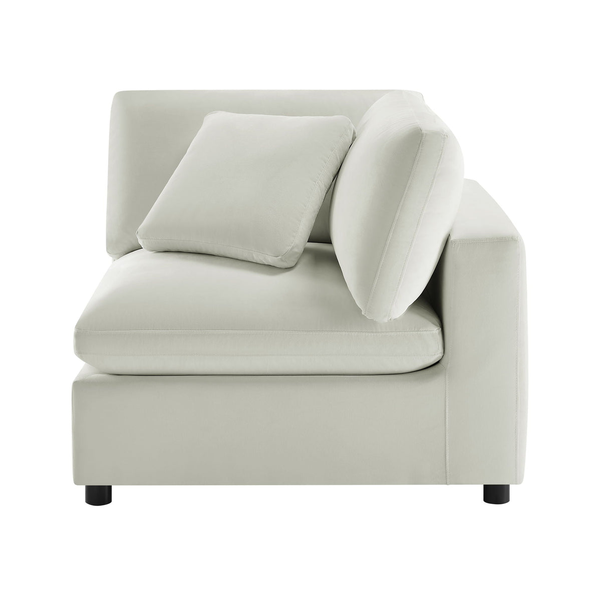 Corner wedge chair with down blend cushions in beige upholstery by HouseOfZazla on Tampa Home & Garden Store