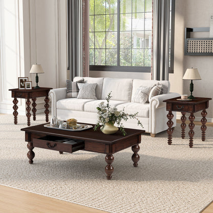 Pair of solid wood end tables with drawers in espresso finish by HouseOfZazla on Tampa Home & Garden Store