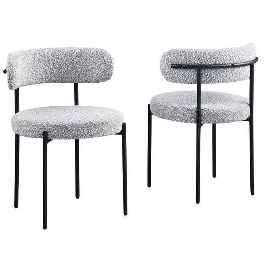 Upholstered kitchen chair set of 2 in speckled gray fabric with black metal legs HouseOfZazla on Tampa Home & Garden Store