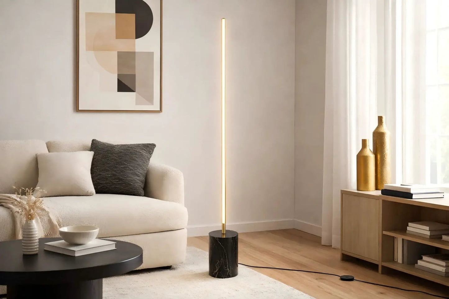Prism LED Floor Lamp with on off Switch Base Gold