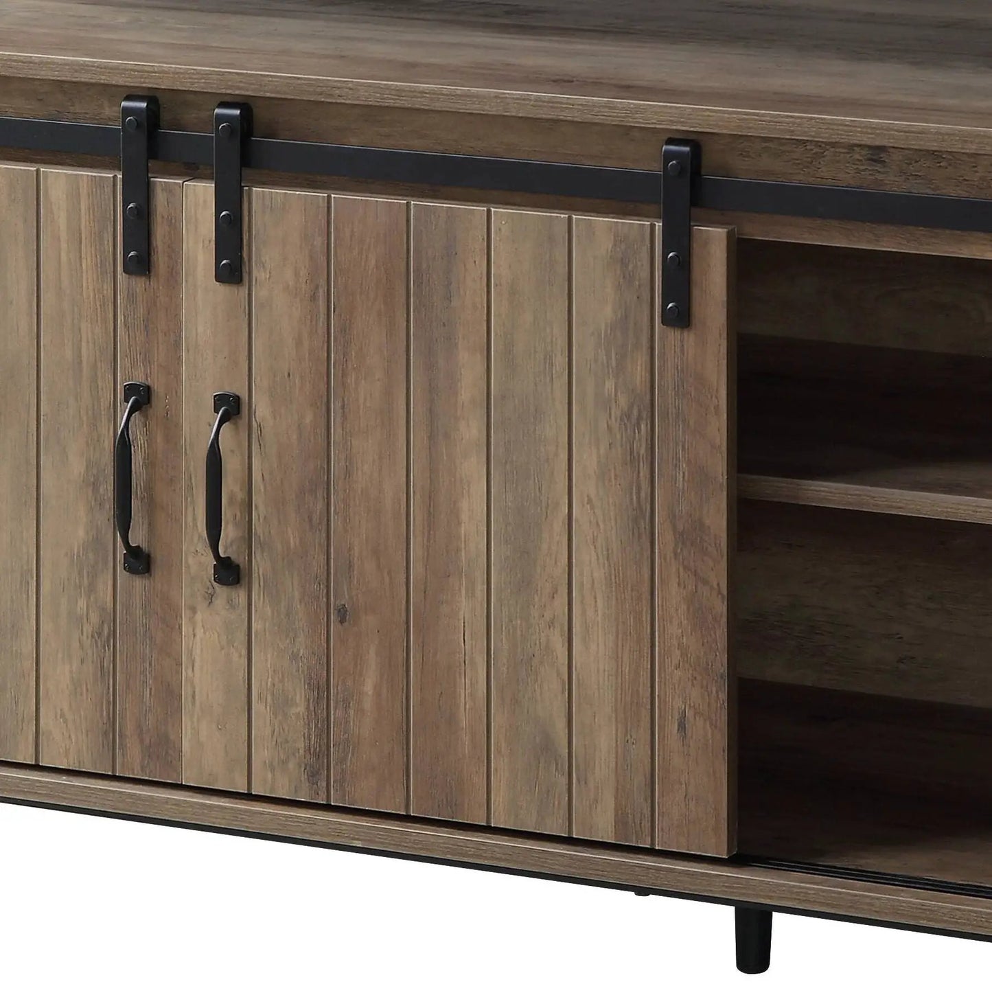 Rashawn Rustic TV Stand Oak Console Media Center