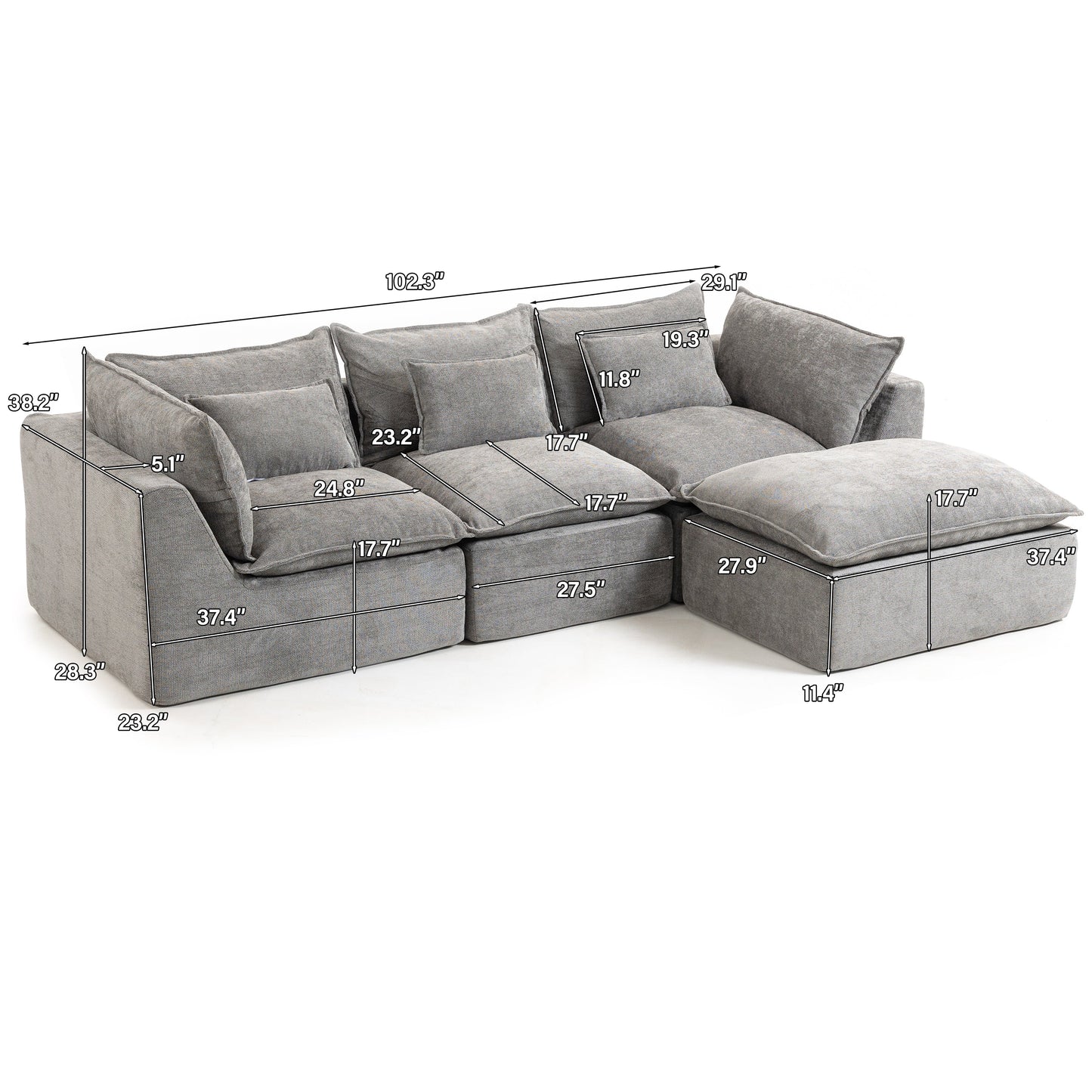 Oversized Modular Cloud Sofa And Cotton Fabric