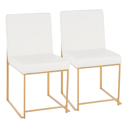 Contemporary high-back chairs set, white upholstery, gold legs, 2 chairs HouseOfZazla on Tampa Home & Garden Store