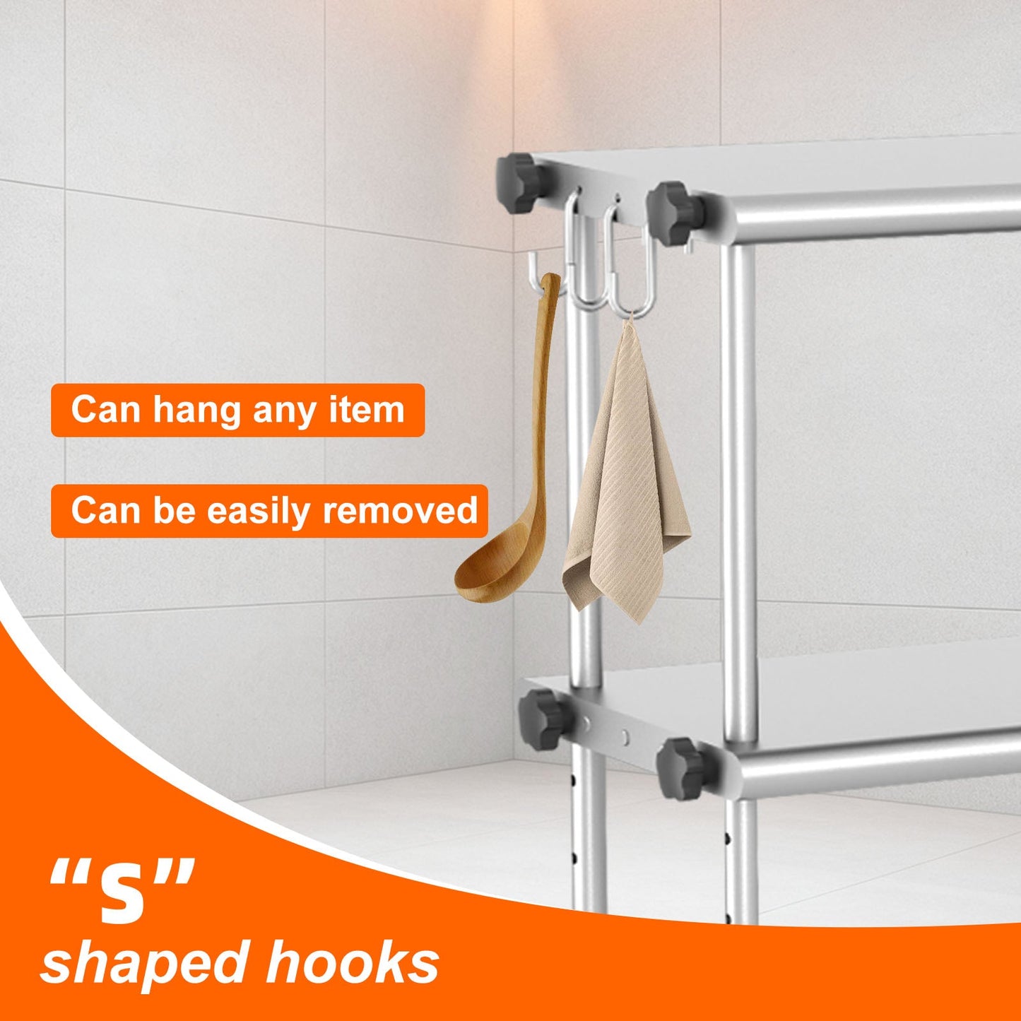 Compact and Adjustable Stainless Steel Kitchen Shelf