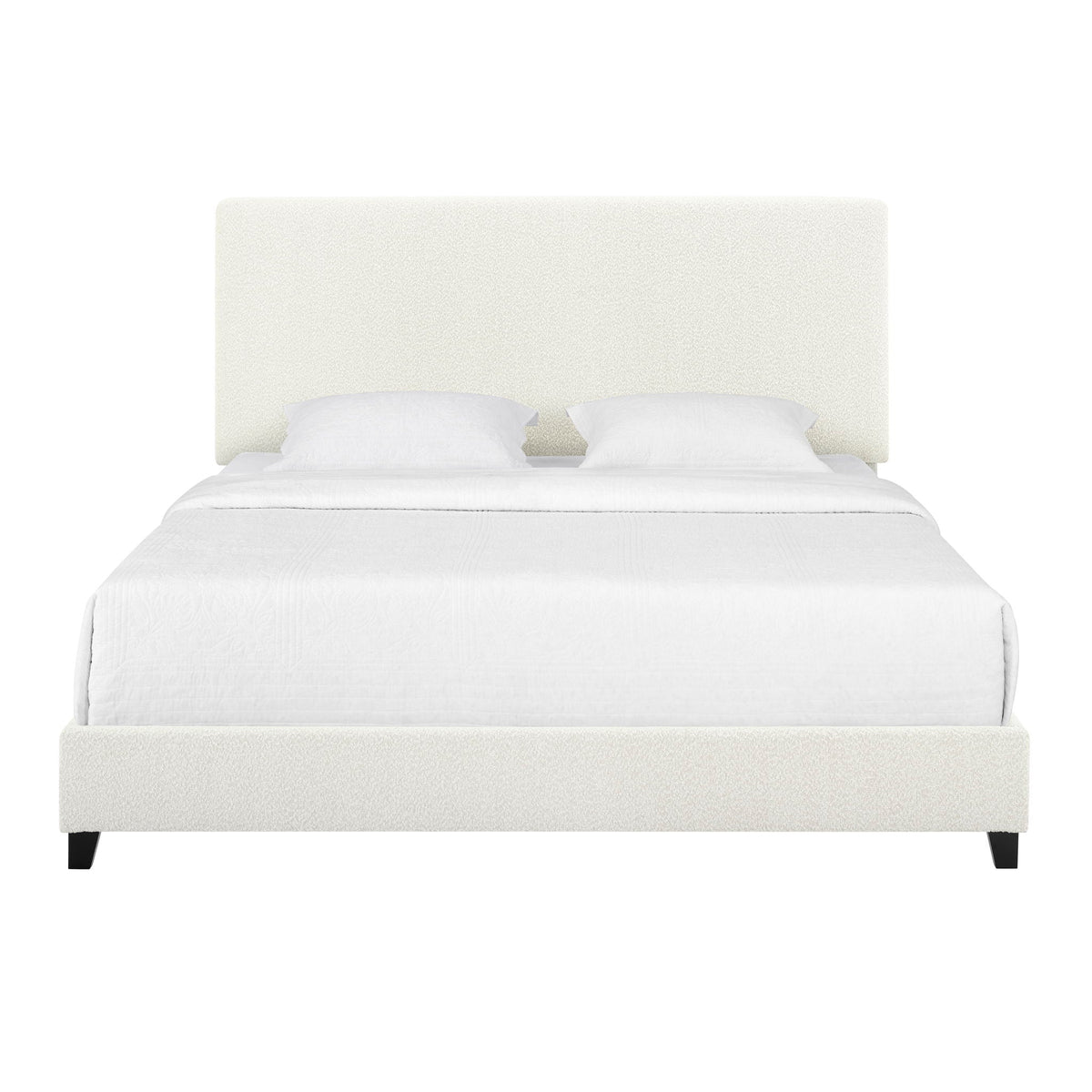 Platform Bed with Upholstered Headboard and Frame