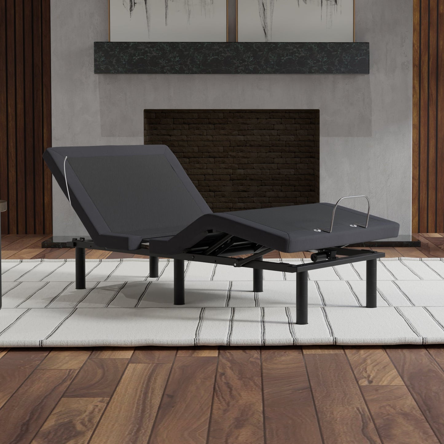 HouseOfZazla Model G2 Twin Long Adjustable Base in dark gray with sturdy legs on Tampa Home & Garden Store