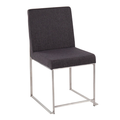Contemporary High Back Dining Chair Set of 2 HouseOfZazla padded dark gray upholstery on Tampa Home & Garden Store