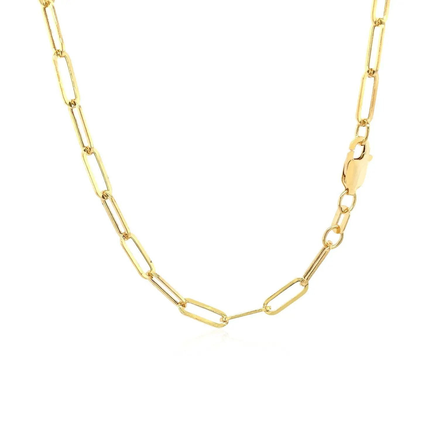 14K yellow gold wide paperclip chain necklace, 3.3mm link width, by Bids.com on Tampa Home & Garden Store