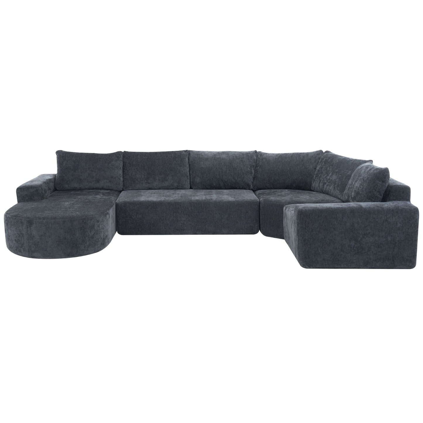 Modular cloud sectional sofa set in charcoal velvet with deep seats left and right ottomans on Tampa Home & Garden Store