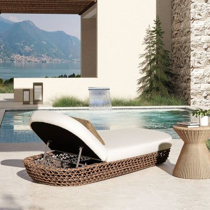 Sunbrella patio chaise lounge with adjustable backrest in dark brown, HouseOfZazla on Tampa Home & Garden Store