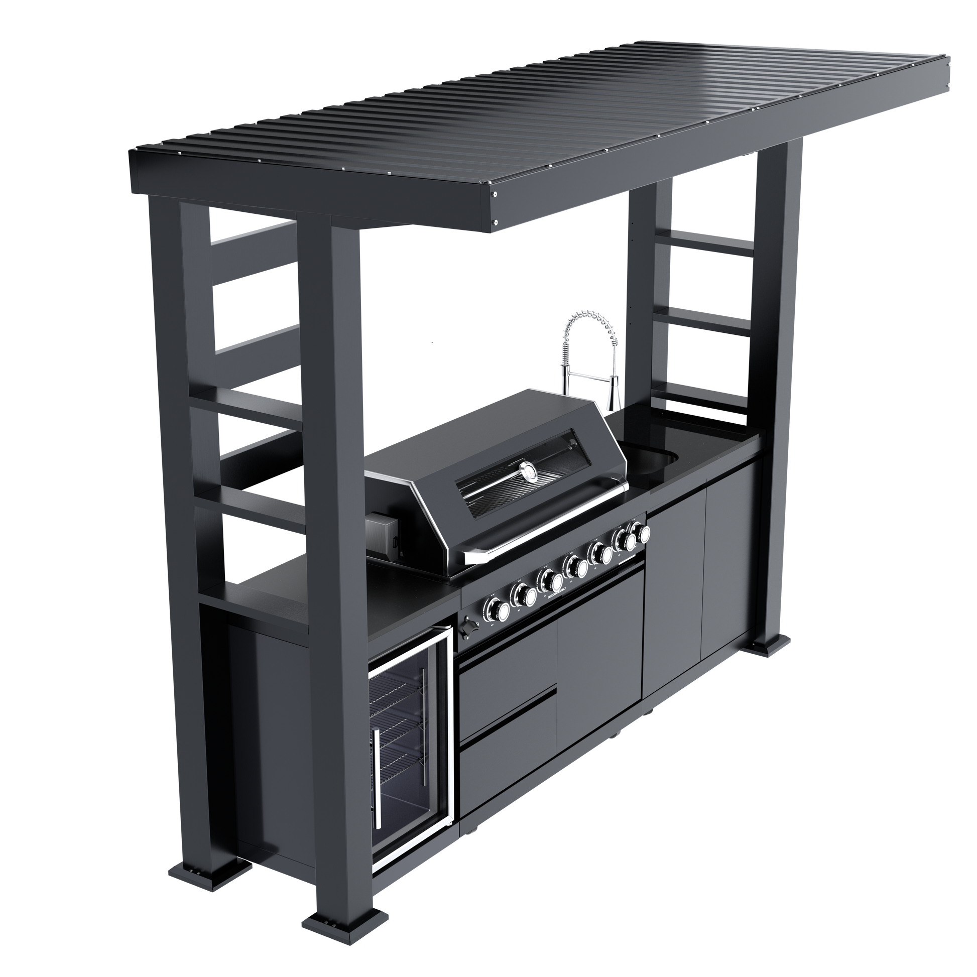 108-Inch 6-Burner Deluxe Outdoor Kitchen Grill HouseOfZazla charcoal with sink on Tampa Home & Garden Store