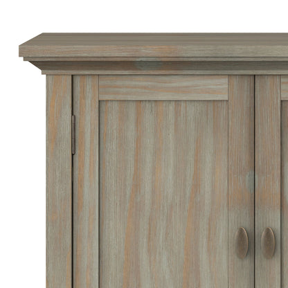 Redmond handcrafted low storage cabinet in weathered gray wood finish by HouseOfZazla on Tampa Home & Garden Store