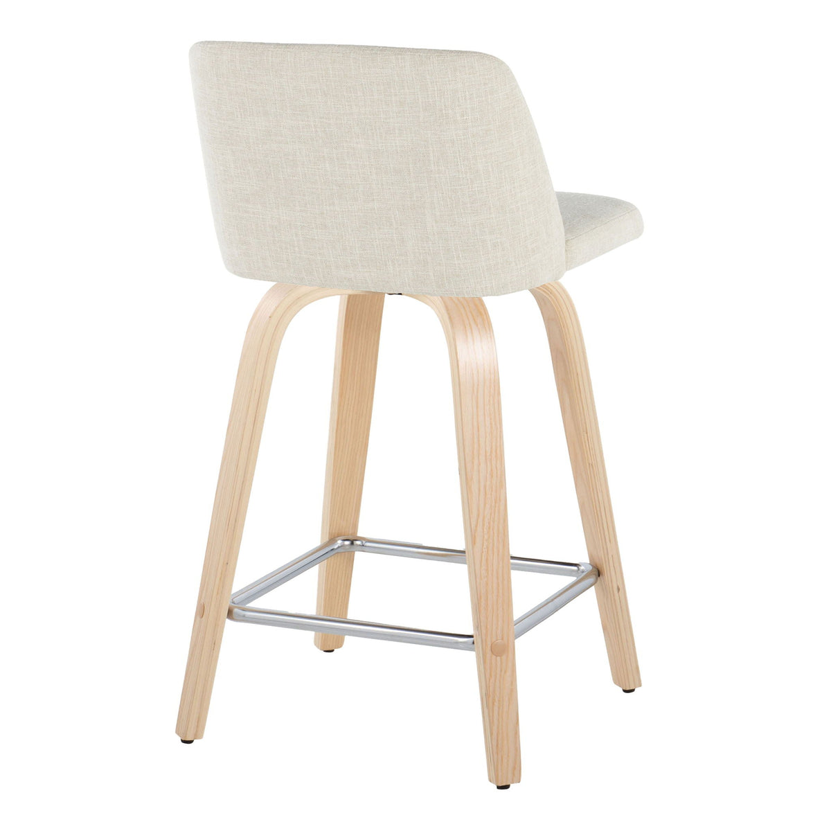 Contemporary fixed-height counter stool beige fabric with light wood legs and chrome footrest on Tampa Home & Garden Store