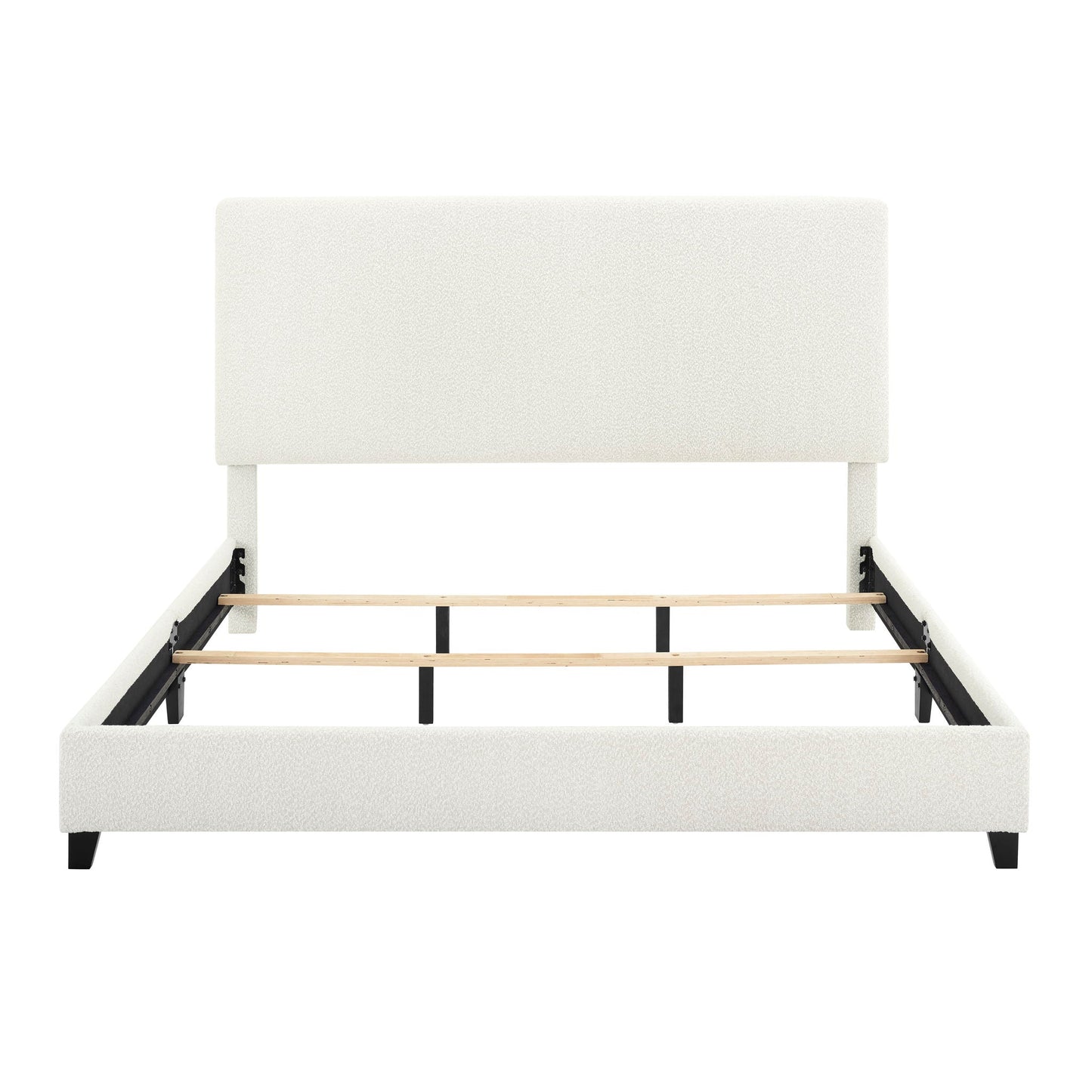 Platform Bed with Upholstered Headboard and Frame