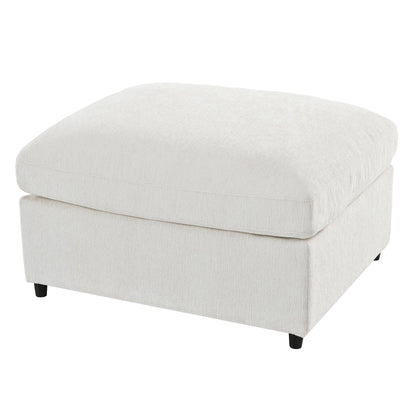 Cream textured ottoman with dark legs from HouseOfZazla U-Style 4-Piece Sofa Set on Tampa Home & Garden Store
