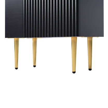 Bathroom vanity side view in black with ribbed panel and gold legs HouseOfZazla on Tampa Home & Garden Store