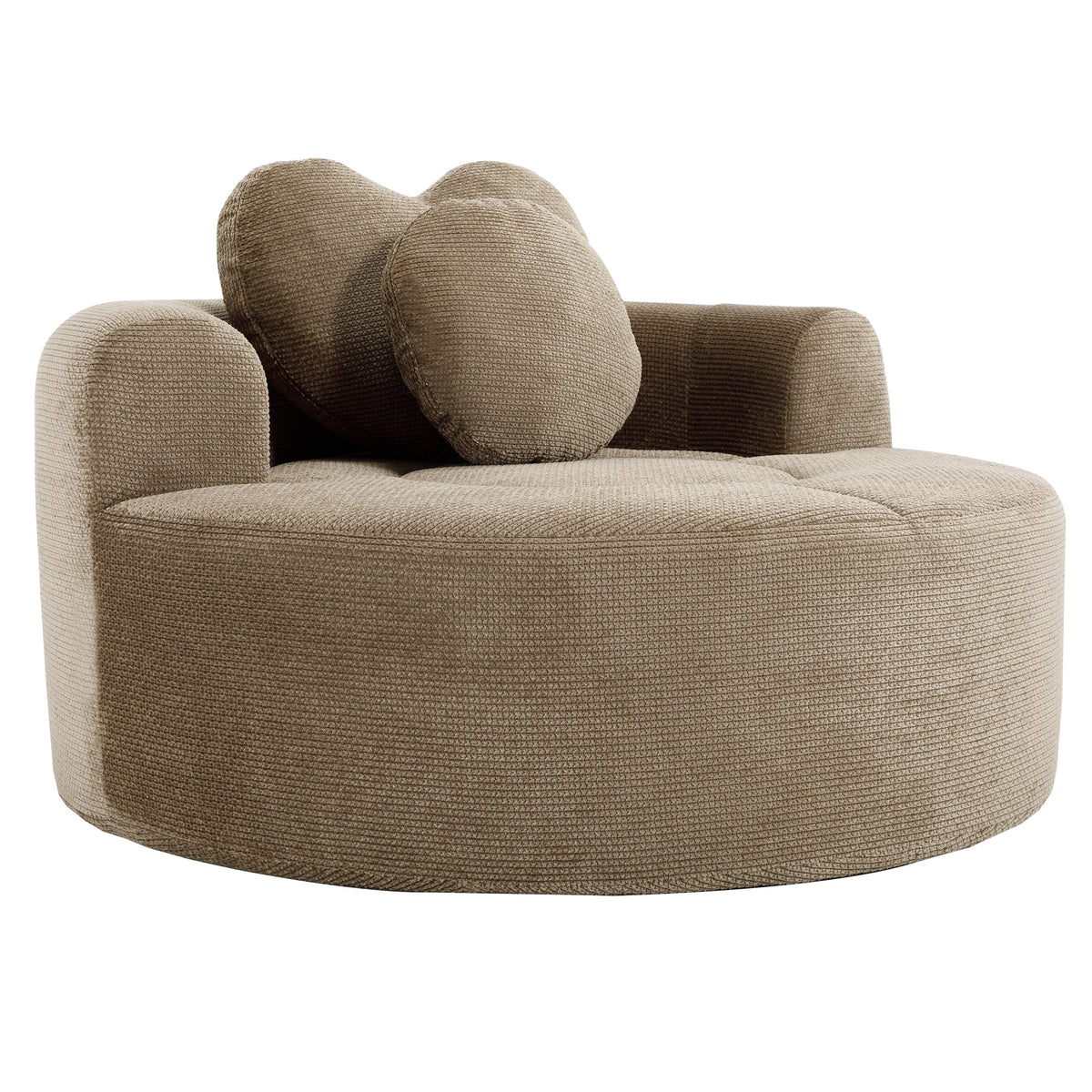 Round sofa bed by HouseOfZazla in beige textured fabric with memory foam cushions on Tampa Home & Garden Store