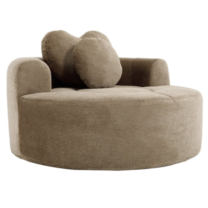 Round sofa bed by HouseOfZazla in beige textured fabric with memory foam cushions on Tampa Home & Garden Store