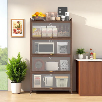 HouseOfZazla Flip Doors Cabinet, dark wood tall cabinet with glass doors and ample storage on Tampa Home & Garden Store