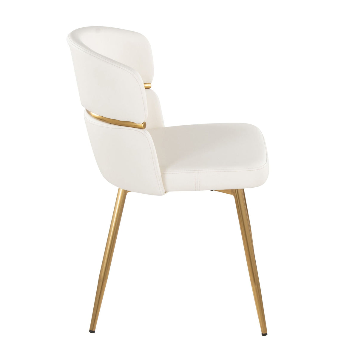 Art Deco dining chair set of 2 with ivory upholstery and gold metal accents on Tampa Home & Garden Store