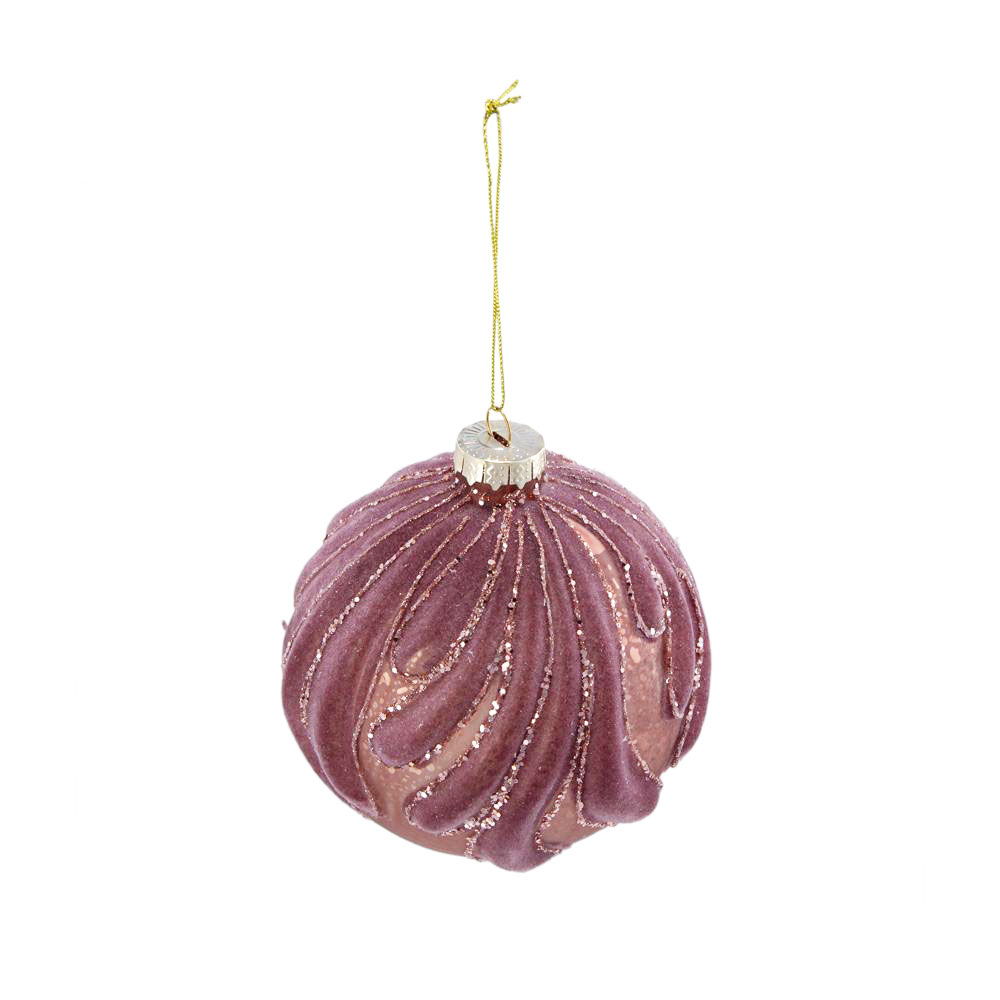 Decorative hanging glass Christmas ball ornament set of 6 HouseOfZazla in pink glitter on Tampa Home & Garden Store