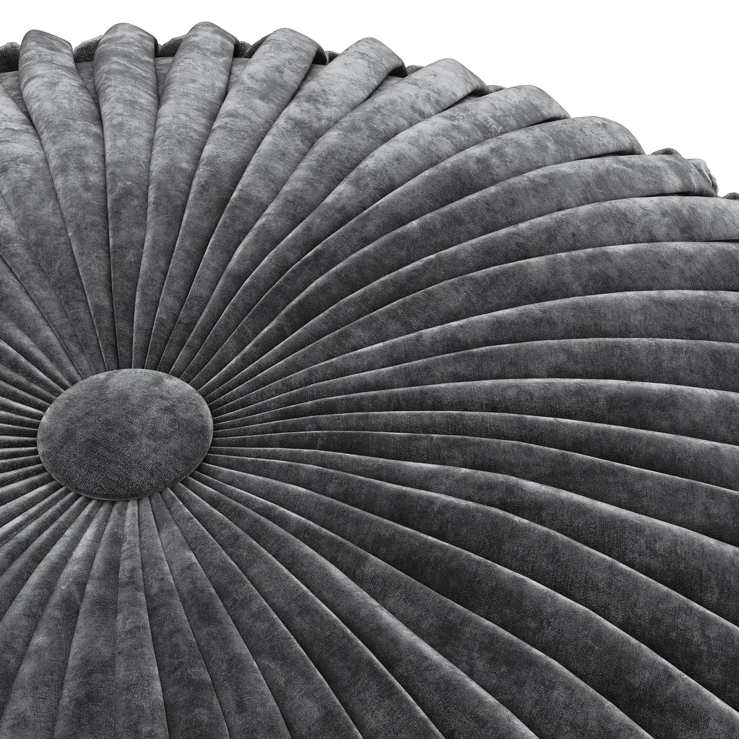 Renee - Handcrafted Round Pouf, gray velvet accent pouf by Unique Piece Furniture on Tampa Home & Garden Store