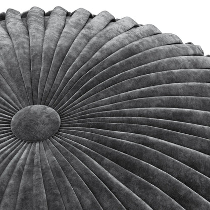 Renee - Handcrafted Round Pouf, gray velvet accent pouf by Unique Piece Furniture on Tampa Home & Garden Store