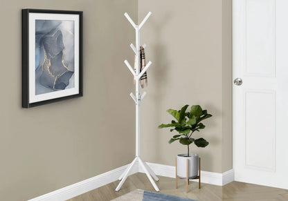 Coat rack hall tree white freestanding with 8 hooks by Unique Piece Furniture for entryway on Tampa Home & Garden Store